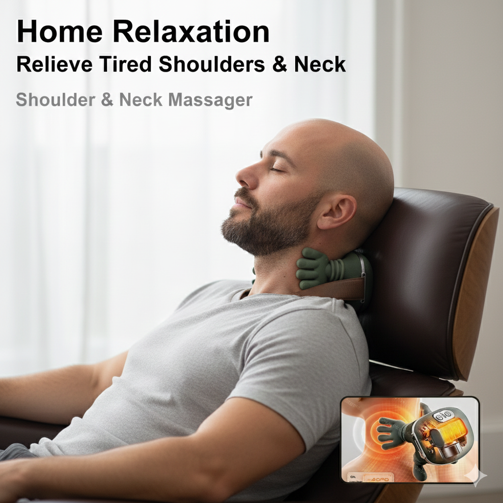 Rechargeable neck shoulder massager, powerful , best heat therapy for instant relief .