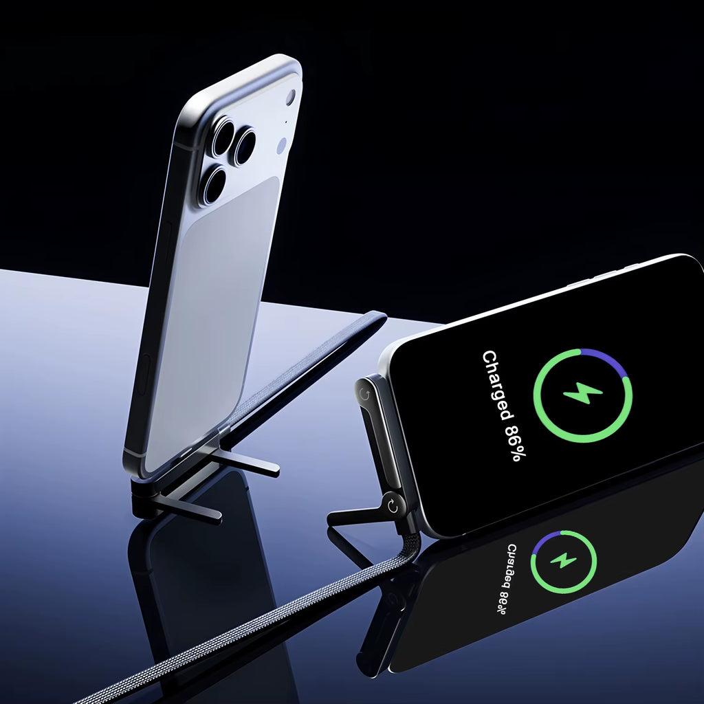 2-IN-1 Type-C Cable Foldable Mobile Phone Holder 240W Fast Charging Data Cable Multifunction Phone Charge Bracket Dual PD Cable