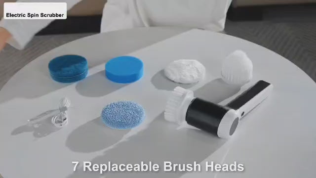 Puftem Electric Spin Scrubber —  Rechargeable Power Cleaner with 6 Brush Heads/ bathroom,kitchen