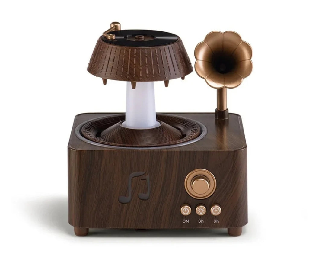 Retro Gramophone Aroma Diffuser – Ambient Mist & LED Light