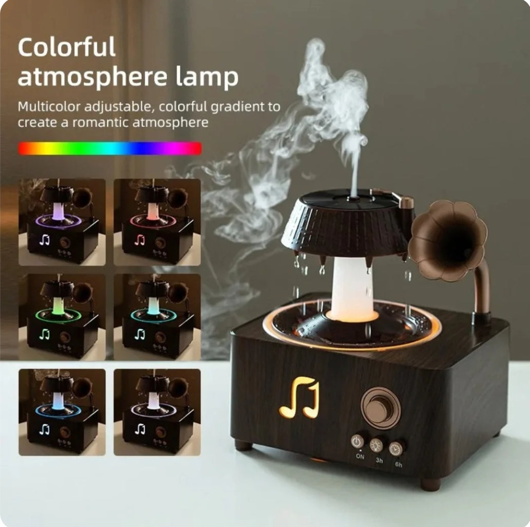Retro Gramophone Aroma Diffuser – Ambient Mist & LED Light