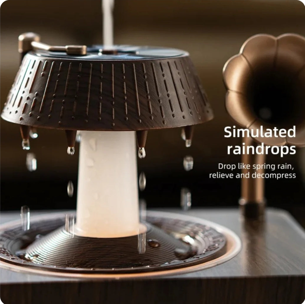 Retro Gramophone Aroma Diffuser – Ambient Mist & LED Light